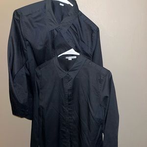 2 black button down shirts